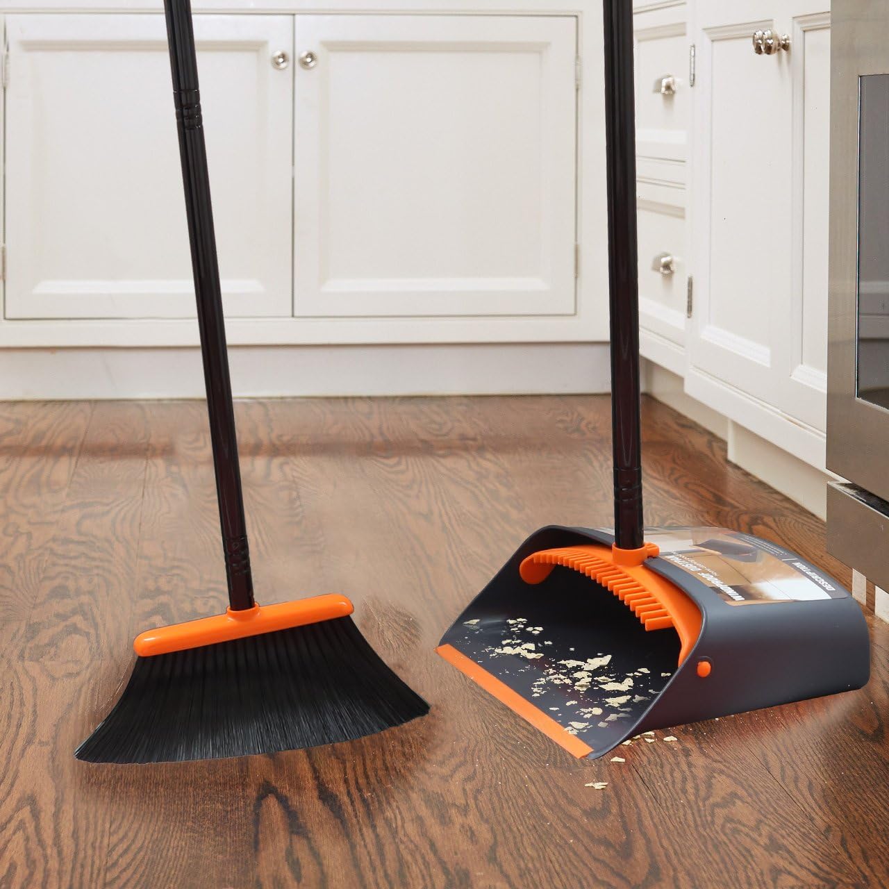 TreeLen Broom and Dustpan/Dustpan with Broom Combo with 52" Long Handle for Home Kitchen Room Office Lobby Floor Use Upright Stand Up Dustpan and Broom Set: Home & Kitchen