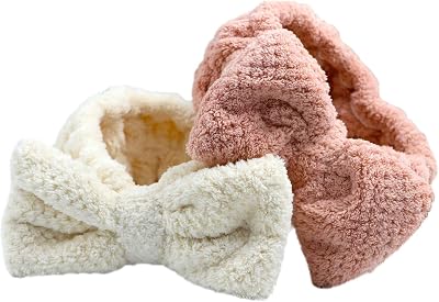 LAOJU Spa Headbands 2PCS Makeup Hair Band Bowknot Facial Wrap for Yoga Shower