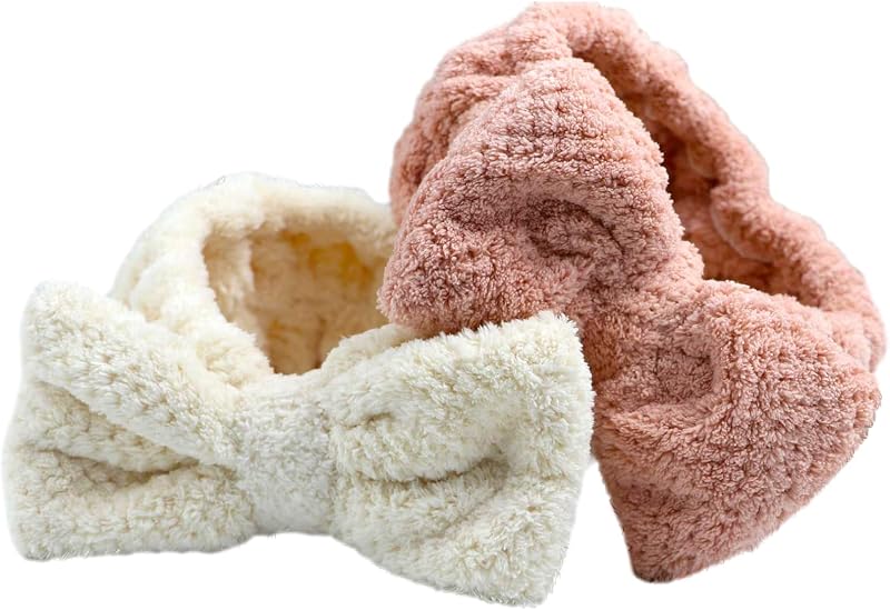 LAOJU Spa Headbands 2PCS Makeup Hair Band Bowknot Facial Wrap for Yoga Shower