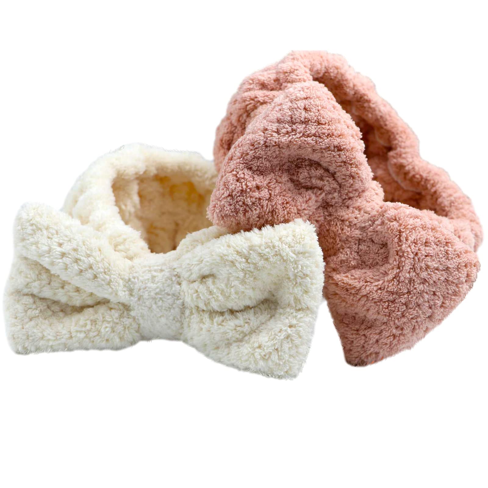 Spa Headbands, 2PCS Makeup Hair Band Bowknot Facial Head Wrap Elastic Women Headbands for Washing Face Skincare Yoga Sports Shower