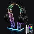 OAPRIRE RGB Headphone Stand with 213 Modes 60K Colors, Gaming Headset Stand with APP & Wired Controller, Acrylic LED Headphone Holder for Desk, Stable Structure for Gaming Accessories