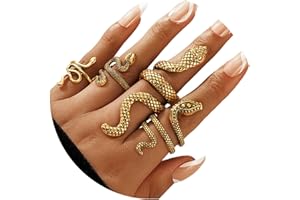 AIOMISKO Snake Octopus Knuckle Rings Set, Simple Stacking Rings for Women Girls Men, Vintage Retro Crystal Bohemian Midi Rings, Joint Nail Cuff Statement Finger Rings