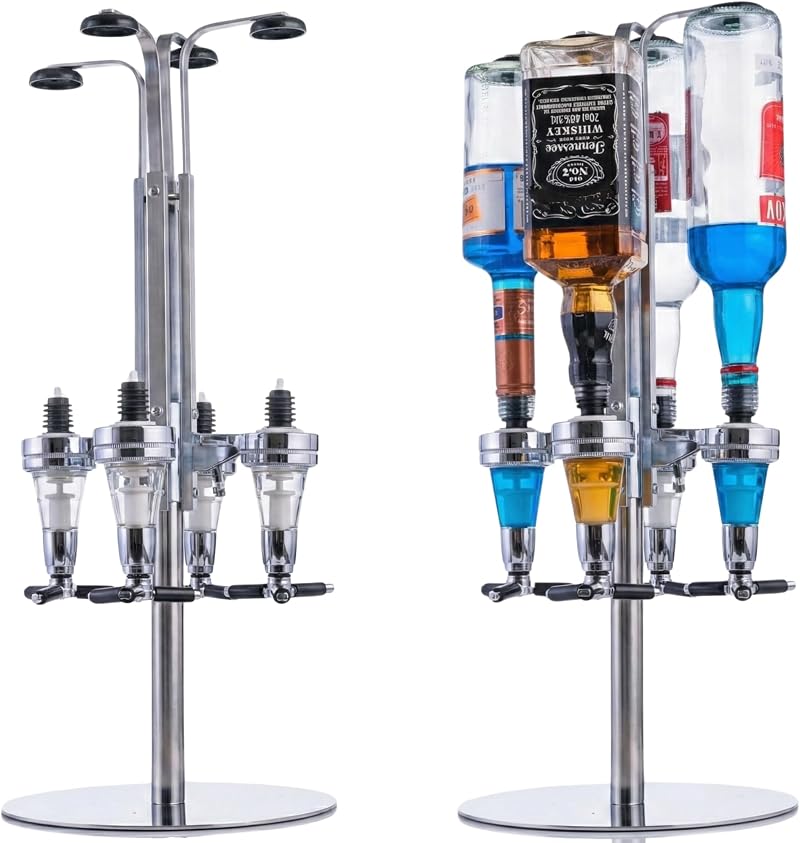 bar@drinkstuff 4 Bottle Rotary Drinks Dispenser – Chrome Base Optics