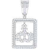 Jewels By Lux Sterling Silver Unisex Cubic Zirconia Religious Allah Charm Pendant