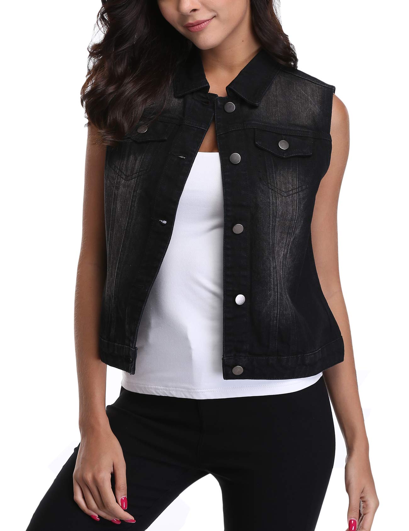 womens cropped denim vest