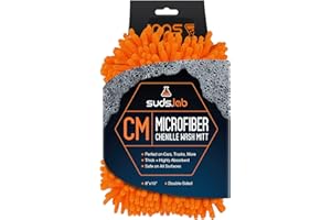 SUDS.LAB Suds Lab CM Chenille Microfiber Wash MItt - Double Sided Car Wash Mitt - Scratch Free On All Vehicle Surfaces - 8" x 10"