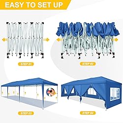 TOOLUCK Canopy 10x30 Pop Up Canopy Tent with 8