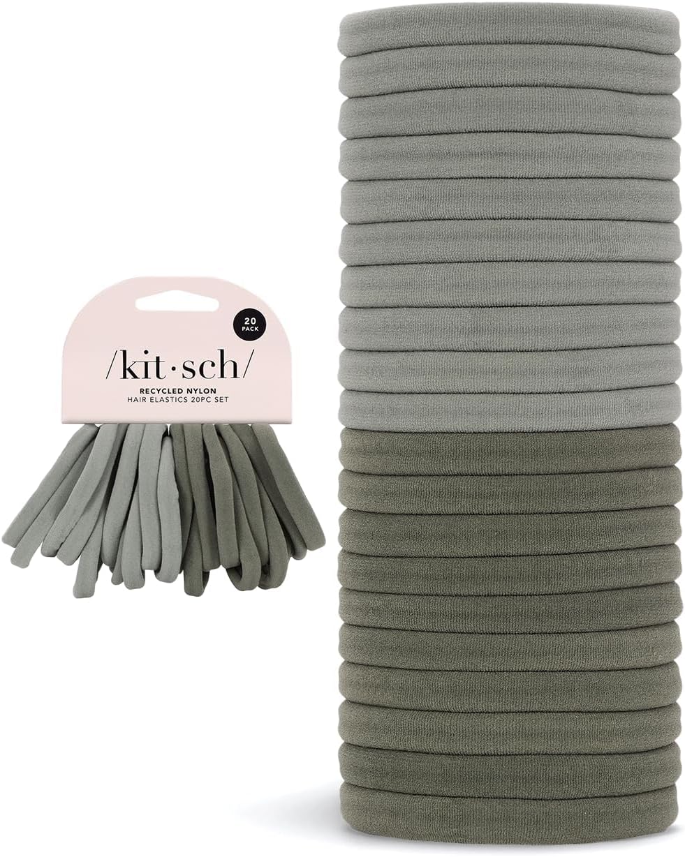 Kitsch Eucalyptus Hair Ties 20pcs No Damage Nylon Elastic Bands