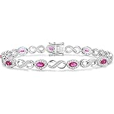 FANCIME Infinity Embrace Birthstone Tennis Bracelet for Women Infinity Design Sterling Silver Oval Shape Gemstone Jewelry Anniversary Birthday Mothers Day Gifts for Women Her Mom Wife