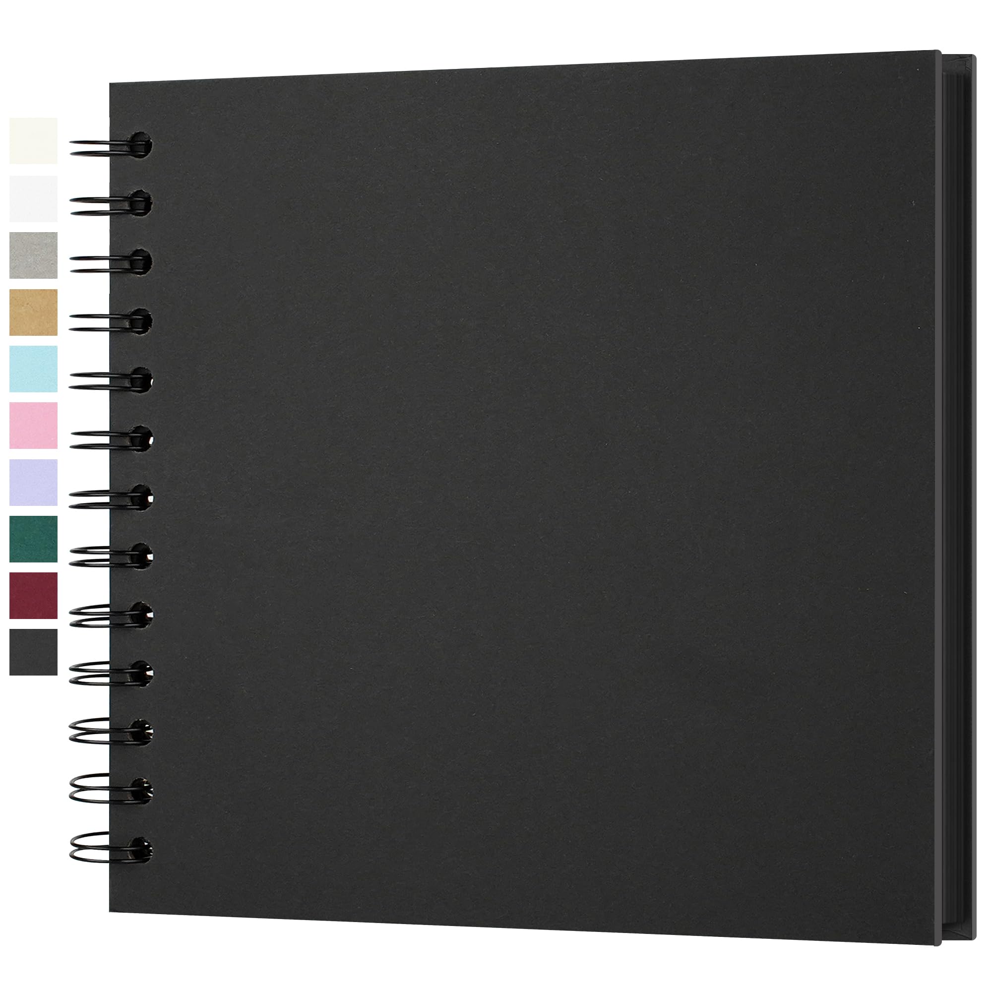 Yopih DIY Scrapbook Album 18x18 cm Hardcover Kraft Paper Scrap Book with 20 Sheets Memory Book for Family and Wedding Photography, Black