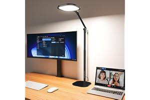 LITONES Led Desk Lamps for Home Office with Base, Tall Desk Lamp with 50 Light Modes & Memory and Timer Func Computer Light, Flexible Adjustable Table Lamps for Video Conference, Architect or Study( Black)