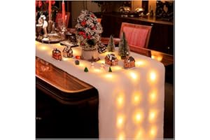 HTZNHXT 71 X 18 Inches Christmas LED Snow Blanket with Lights, Fake Snow Blanket for Christmas Village Display, Table, Tree