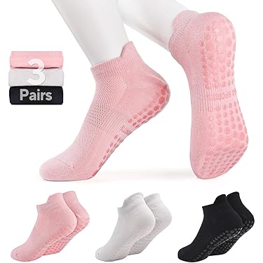 Lot De 4 Paires Chaussettes Yoga/Pilates Femme - Antidérapantes Avec Picots - Motifs Fruits - Taille 39-42