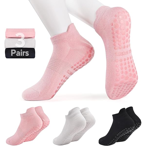 Lot 7 Paires Chaussettes Antidérapantes Yoga/Pilates – Grip Silicone + Parfum Anti-Odeur