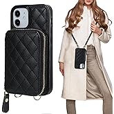 Bocasal Crossbody Wallet Case for iPhone 12 Mini, RFID Blocking PU Leather Zipper Handbag Purse Flip Cover, Kickstand Folio Case with Card Slots Holder Wrist Strap Lanyard 5G 5.4 Inch (Black)