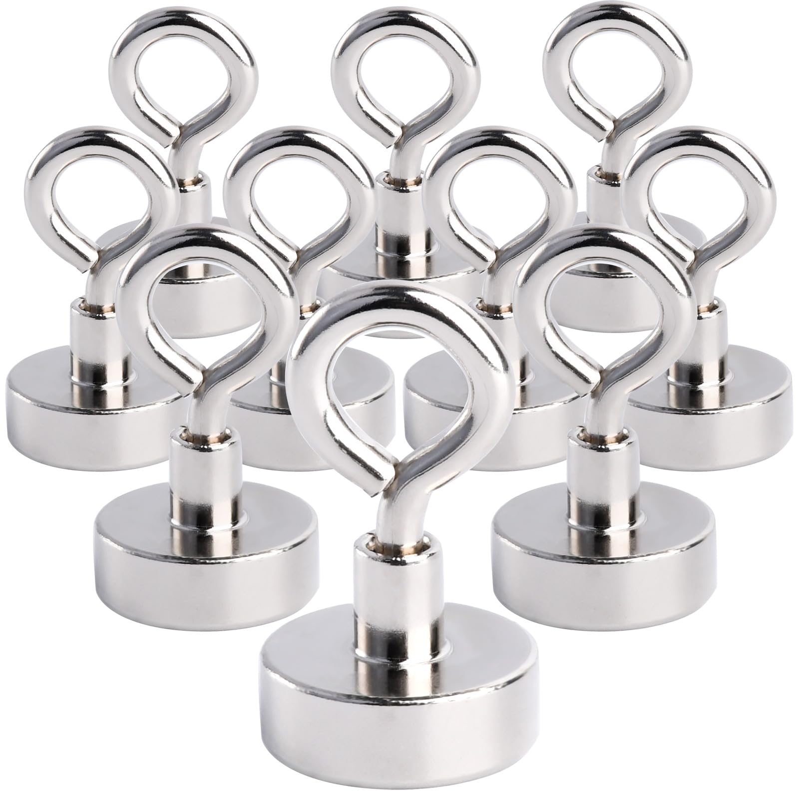 MIN CI 10 Pack Neodymium Magnets Hooks - Extra Strong 33lbs Pull Force, Round Magnetic Hooks for Cruise Cabins