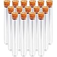 Mozeat Lens Clear Test Tubes with Lids, 15x100mm (15ml) Plastic Vials with Seal Cap Container Transparent Test Tubes with Cork Stoppers for Jewelry Seed Beads Powder Spice Liquid Storage (15 PCS)