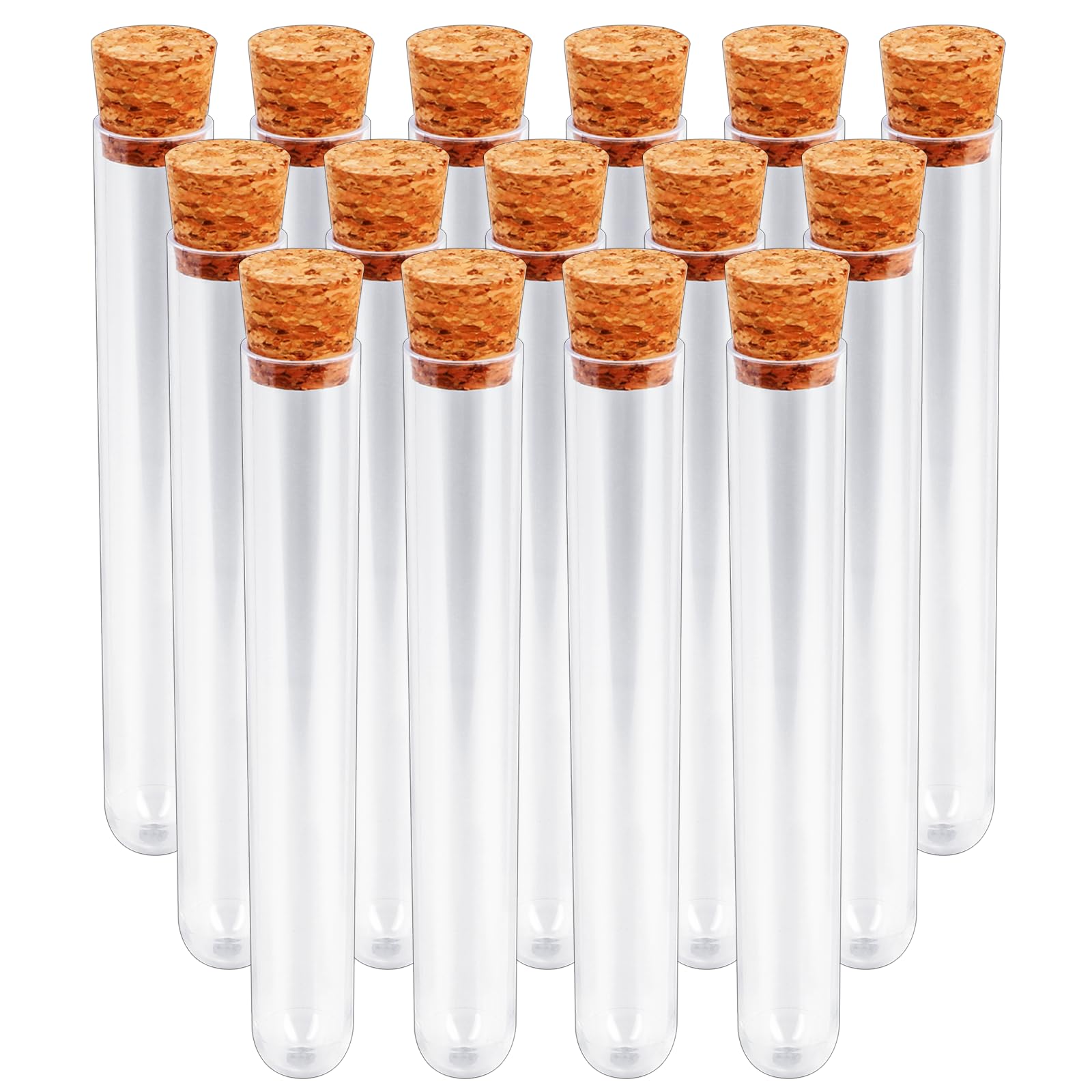 Photo 1 of 15x100mm (15ml) Plastic Test Tubes with Lids, Clear Vials with Seal Cap Container Transparent Test Tubes with Cork Stoppers for Jewelry Seed Beads Powder Spice Liquid Storage (15 PCS)
