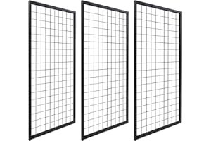 NectaCol 3 Packs Grid Wall Panels, Metal Black Wire Grid Panel, Gridwall Display Rack, Heavy Duty Gridwall Panels for Retail Display
