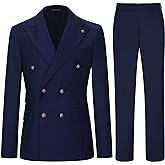Men's Slim Fit 2 Piece Suit Double Breasted Business Wedding Prom Tuxedo Suits Blazer & Pants Set…