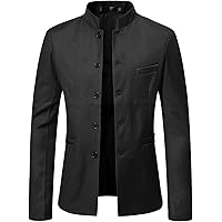 Mens Stand Mandarin Collar Suit Blazer Jackets Single Breasted