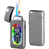 GatherStars Smart Dual Flame Butane Torch Lighter, 4 Ignition Modes | Voice, Airflow, Gravity &amp; Tap Activated, USB-C Rechargeable &amp; Refillable, LED Battery Display, Fuel Not Included