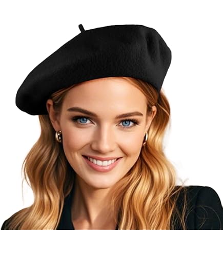 100% Wool Beret Hat Adjustable Headband Handmade Rolled Brim Unisex 100% Wool Black Beret Hats for Women Men,Classic French Hat  main image 4
