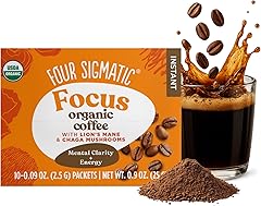 Four Sigmatic Focus Organic Mushroom Coffee | Instant Mushroom Coffee Mix with Lion's Mane, Chaga and Rhodiola for Better Foc