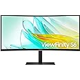 SAMSUNG 34” ViewFinity S65UA Series Ultrawide QHD Curved Monitor, HDR10, 100Hz, 350 nit, USB- C, Adjustable Stand, Intelligent Eye Care, LS34C650UANXGO, Black