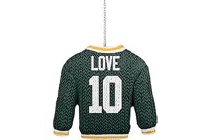 FOCO - NFL Football Holiday Sweater Resin Xmas Christmas Tree Hanging Ornament (Green Bay Packers - Jordan Love)
