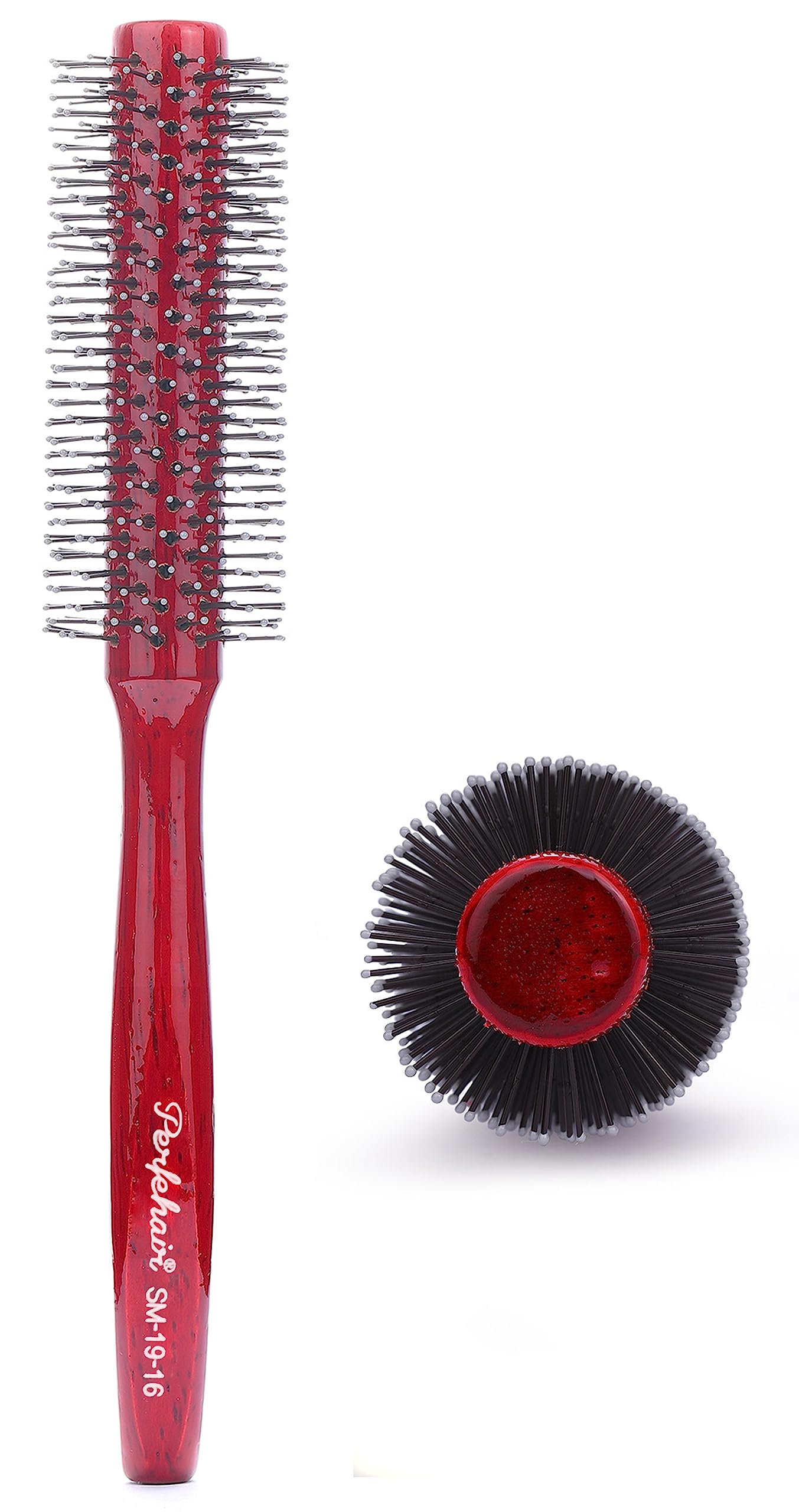 PERFEHAIR Small Round Barrel Hair Brush for Blow Drying with Soft Nylon Bristles, 1.5 Inch, Professional Hairdressing Roller Curling Styling Volume Hairbrush for Men and Women Short Thin Curly Hair