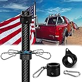Sinyoeer 6FT 1.25 inch Truck Flag Pole, 1 1/4 Heavy Duty Carbon Fiber Flag Pole for Truck, Vehicle Flagpole for Truck Pickups Jeeps RVs SUVs Car, Reach 80+ MPH