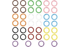 ASAMUYU 40 Pcs 10 Colors Round Spring O Rings, Trigger Spring Snap Clip Keyring Buckle Hooks O Rings Buckles for Keychains