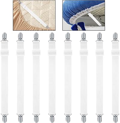 WELHAEPI Bed Sheet Clips 8 Pcs Adjustable Heavy Duty Fasteners Grippers