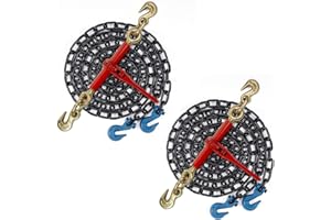AYMMIC 1/4"-5/16" Ratchet Chain Binder and 1/4"|G70|20' Tow Chain Kit, Load Binder with 2,600Lbs Working Load Limit, Tow Chain with Grab Hook, Tie Down Loads to A Truck or Flatbed Trailer