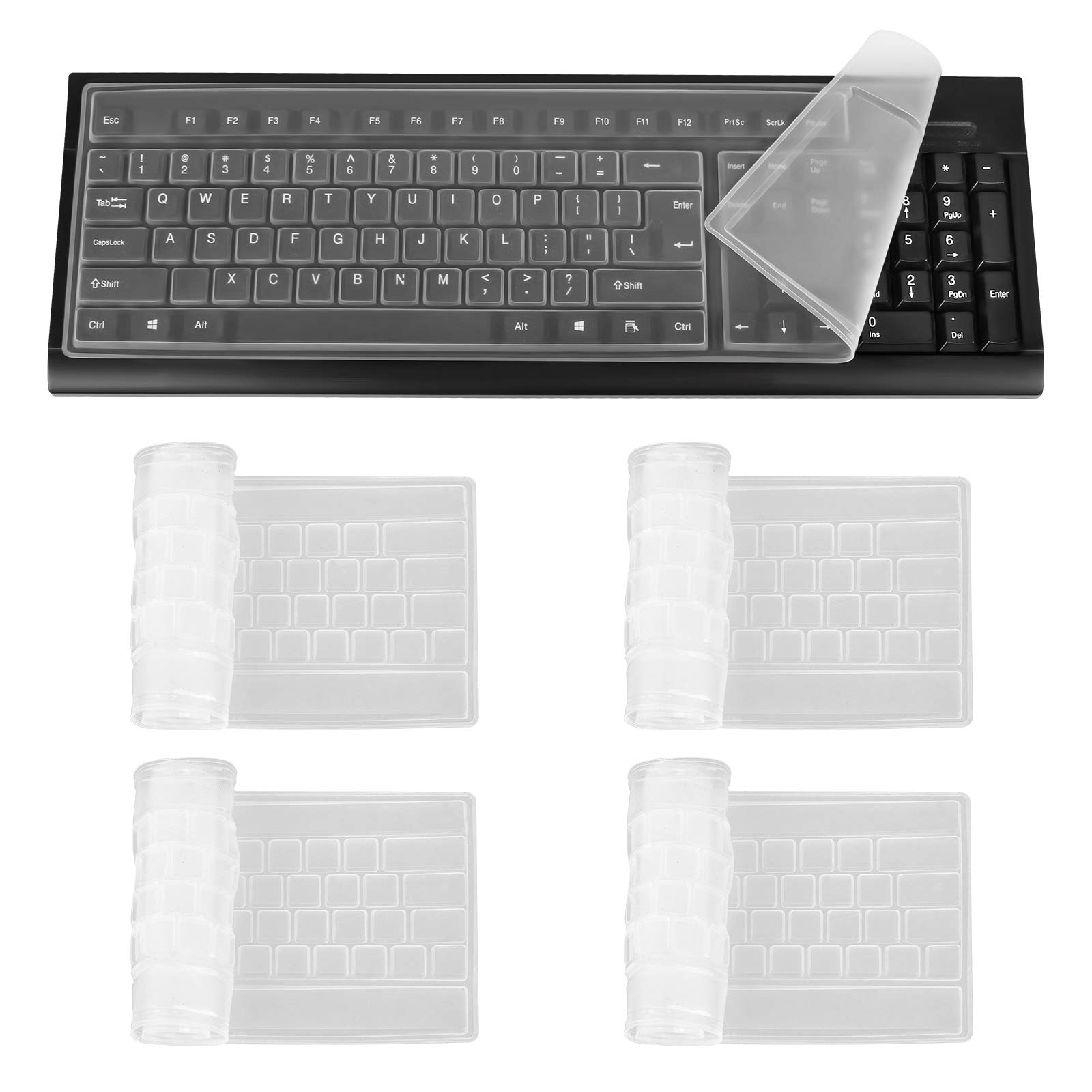 Jubaopen 4PCS Computer Keyboard Cover, Silicone Film Computer Keyboard Protector for Desktop Computer with Standard Size Keyboard