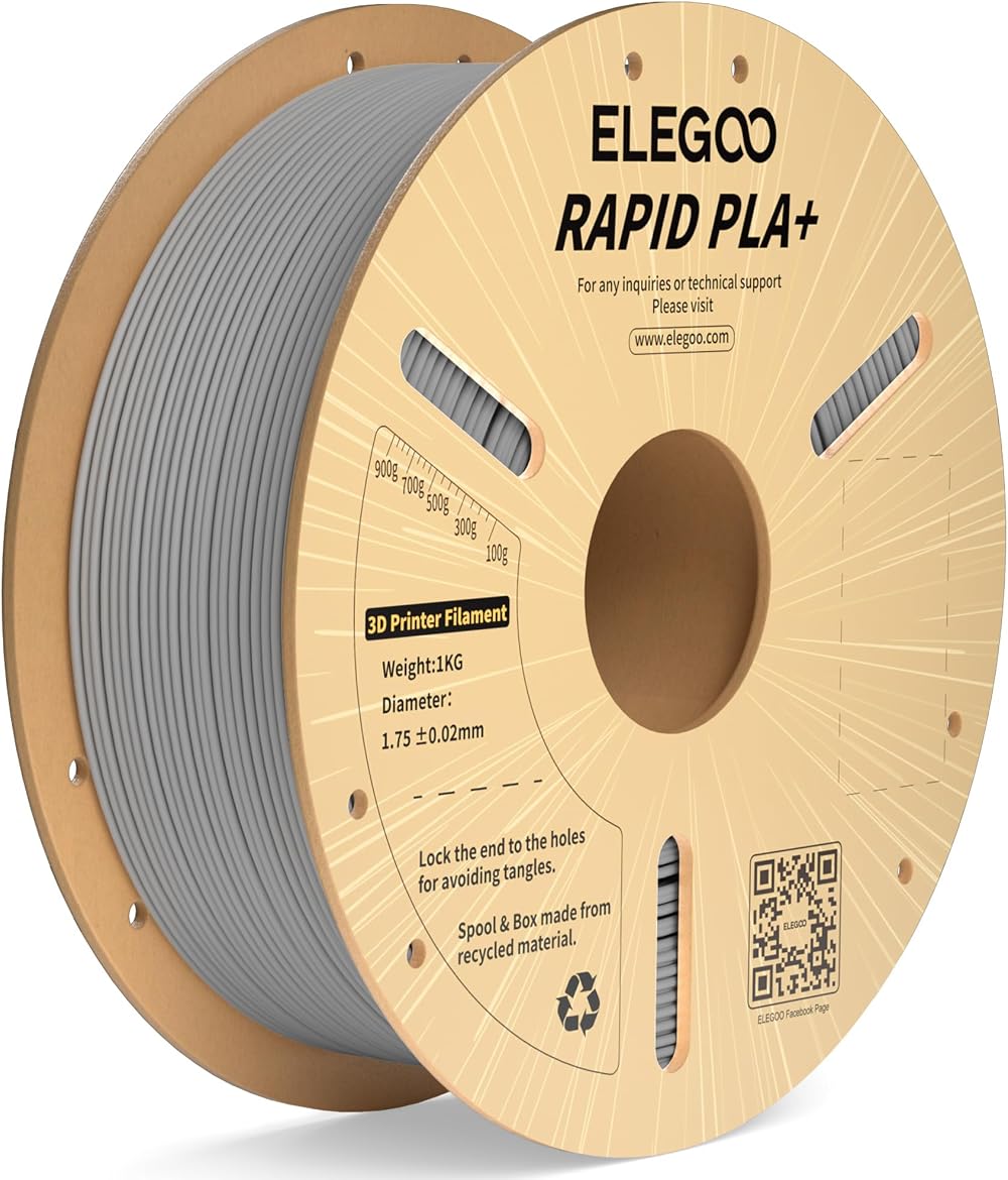 ELEGOO Rapid PLA Plus Filament 1.75mm Grey 1kg High Speed 600mm/s