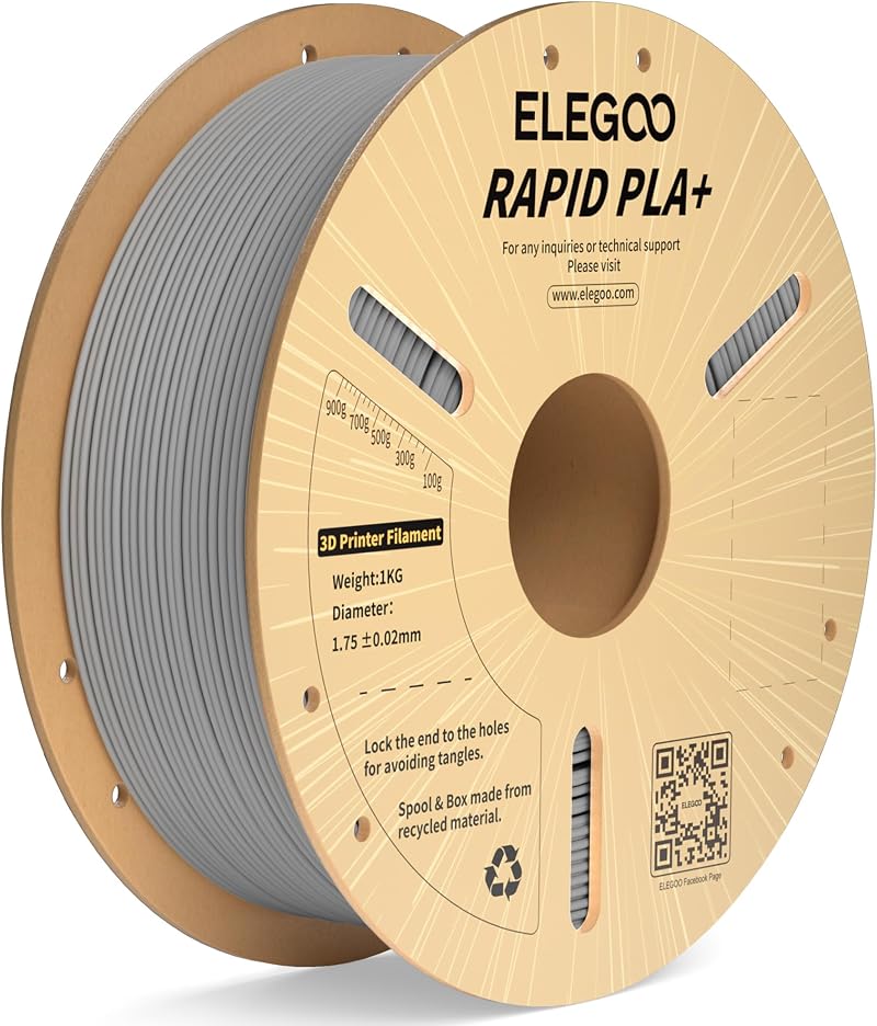 ELEGOO Rapid PLA Plus Filament 1.75mm Grey 1kg High Speed 600mm/s