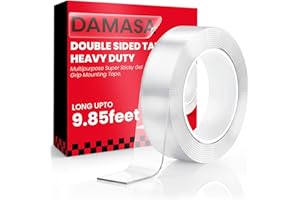 DAMASA Strong Double Sided Tape Heavy Duty (1.18" x 118") Multipurpose Nano Tape Double Sided Mounting Tape for Indoor & Outdoor Use Washable Sticky Tape for Picture Frames, Carpets & Decor(9.85 FT)