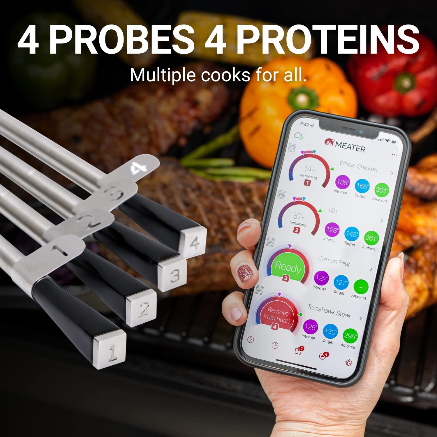 MEATER Block 4Probe Premium WiFi Smart Meat Thermometer for BBQ