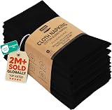 Utopia Kitchen 12 Pack Cotton Blend Cloth Napkins 50x50cm Black