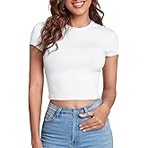 Verdusa Women's Basic Casual Summer Crop Tee Tops Slim Fitted Cropped T Shirts Y2k Clothes