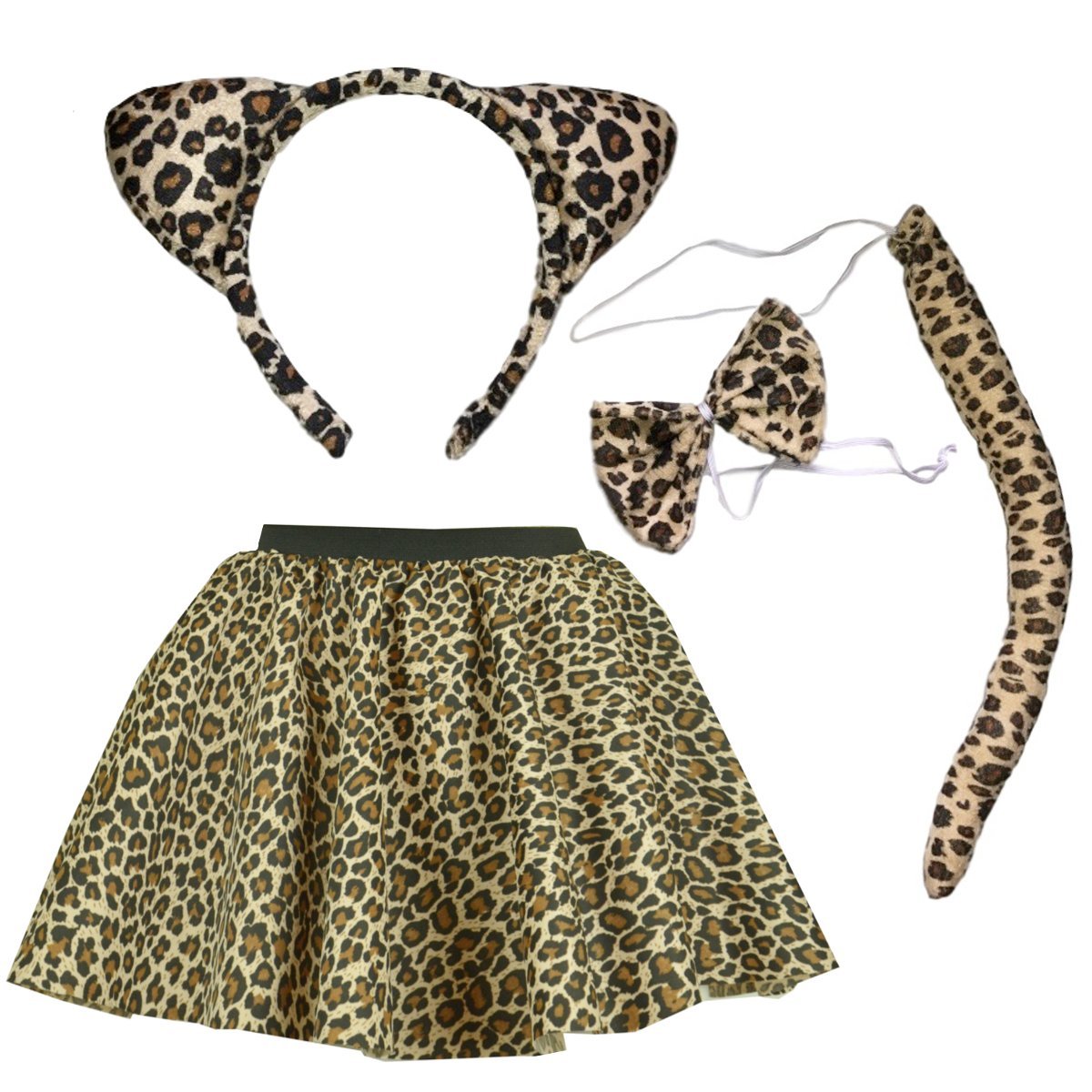 Full set children cute lepard skrt ears bow tail