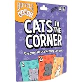 Bicycle Cats in the Corner Card Game for 2-4 Players Ages 6+ | Re-sealable travel bag, 1-lower opposite-color stacking, Solitaire-style group play