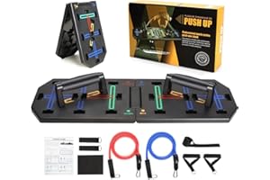 LANGRAY Push Up Board, Enhanced Multi-function Foldable Push Up Bar with Resistance Bands, Portable Strength Training Equipment, Push Up Handles for Perfect Pushups, Professional Push Up Workout Equipment for Home Gym