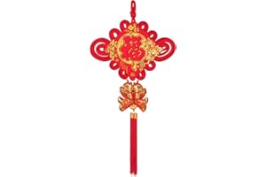 KI Store Chinese Knot Tassel FU Chinese New Year Decoration Traditional Red Lucky Oriental Pendant Ornaments Spring Festival Lunar New Year for Wall Door