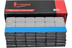 C-HORSE 180 Pcs, 0.50 oz 1/2 oz, Grey Adhesive Stick On Wheel Weights, Blue Adhesive Easy Peel Tape (0.50 Oz, Grey, 1 Box, 180 Pcs) Wheel Weights Stick On Wheels