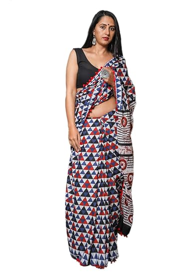 Multi Cotton Hand Block Printed Saree