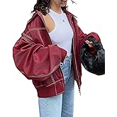 utcoco Women's Faux Leather Motorcycle Jacket Oversized Zip Up Winter Coat Outerwear 2025 Fall Fashion Clothes
