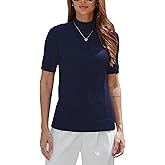 Cizayoi Short Sleeve Mock Turtleneck Knit Tops Capsule Wardrobe for Women 2026